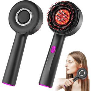 2-in-1 Electric Hair Oil Applicator & Electric Scalp Massager Brush, IPX7 Waterproof Hair Brushes with Adjustable Speed (Black)