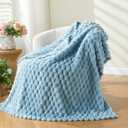 NEWCOSPLAY Super Soft Twin Blanket Blue Premium Silky Flannel Fleece 3D Clouds Stylish Jacquard Lightweight Bed Blanket All Season Use 350GSM (Blue, Twin(60"x80"))