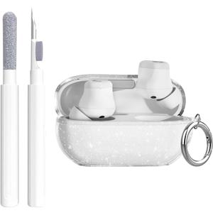 for Beats Solo Buds Case Clear Glitter,Sparkly Bling Design for Beats Solo Buds Case Cover,Shockproof Soft TPU for Beat Earbuds with Keychain and Cleaning Pen-Glitter