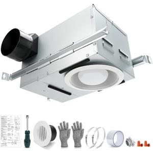 744 Bathroom Exhaust Fan with Light and BR30 LED Bulb, Medium