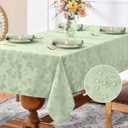 Romanstile Summer Jacquard Rectangle Tablecloth - Waterproof Damask Floral Pattern Decorative Table Cloths Heavy Weight Fabric Table Covers for Dinner/Parties/Outdoor - 52 x 70 Inch, Sage (Flower - Sage Green)