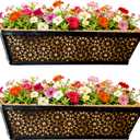 2 Pack 24 Inch Black Metal Manger Coconut Palm Flower Pots Wall Mounted Home Flower Pot Hanging Basket Flower Pot Hanging Basket for Gardening, Balcony, Garden and Patio