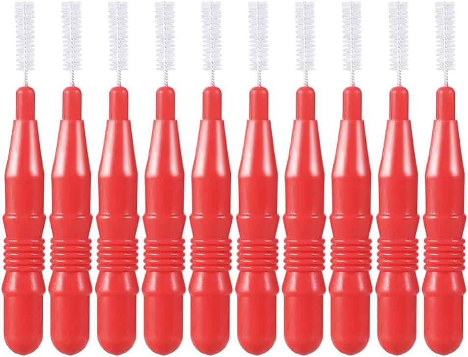 4 x Didiseaon 50 Pcs Interdental Brush for Braces, Disposable Braces Flossers Toothpick Teeth Flossing Head Oral Hygiene Flosser Toothpick Soft Cleaning Tool (1 Count (Pack of 1), Red)