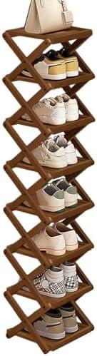 Buric 8 Tier Foldable Shoe Rack, Natural Bamboo Space Saving Shoe Storage Organizer,Easy Assembly & Strong Design Shoes Stand Shelf Organiser for Closet(Brown, Eight Layers)