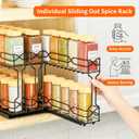 RCHYFEED Pull Out Spice Rack Organizer for Cabinet,2.1 Wx10.5 Dx8 H,3 Pack 2 Tier Heavy Duty Cabinet Spice Organizer,Tape or Screw Mount Perfect for Cabinet & Pantry,Jars Not Included