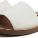 Soda Shoes Efron-S Women Flip Flops Basic Plain Slippers Slip On Sandals Slides Casual Peep Toe Beach (7.5 Wide, Off-white)