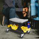 YELLOW JACKET Garage Mechanics Seat with Two Tool Tray and A Drawer, Mechanic Stool with Wheels 300 lbs Capacity, Workshop Creeper Seat for Auto Repair Work, Mechanic Rolling Stool