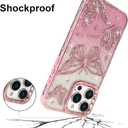 BITOBE Designed for iPhone 16 Pro, Cute 3D Butterfly Case Slim Plating Glitter Bling Luxury Cover for Women Girls Protective Camera Protection Bumper 6.3" Pink