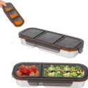 2PCS Premium Stainless Steel Lunch Box, 2&3 Compartments Bento Containers, Leakproof Metal Seamless One-Piece Design, Reusable, Family Healthy Choice for Meal Prep, Travel, Picnic, Office (Black)