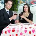 4 Pack Valentines Decorations, 108" X 54" Valentines Tablecloths, Heart-shaped Disposable Red Pink Tablecloths Love Plastic Table Cover, Galentines Decorations Party Supplies for Wedding Birthday