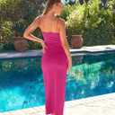 LILLUSORY Womens Summer Casual Slip Dresses Spaghetti Strap Double Lined Bodycon Maxi Dress (Pink, M)