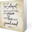 Inspirational Bible Verse For God Has Not Given Us A Spirit Of Fear Wooden Box Sign 2 Timothy 1:7 Rustic Scripture Wood Block Plaque Box Sign for Home Office Shelf Table Decoration, Christian Gifts