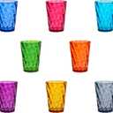 US Acrylic Optix Mini Plastic Reusable Drinking Glasses (Set of 8) 8oz Juice Cups in Jewel Tone Colors | BPA-Free Tumblers, Made in USA | Top-Rack Dishwasher Safe (8-ounce)