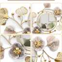 47'' Large Wall Mirror,Wall Mirrors Decorative,3D Metal Ginkgo Flower Leaf Design,Multi-Angle Hanging,for Living Room, Entrance or Hallway Wall Decor