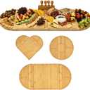 GLOKUUCA Bamboo Charcuterie Boards and Knife Set, 4 in 1 Long & Round Magnetic Extra Large Cheese Platter - Gifts for House Warming New Home, Bridal Shower, Wedding