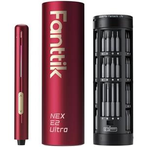 Fanttik E2 Ultra Mini Electric Screwdriver, Cordless Screwdriver, Max 0.6N.m, 50 Magnetic Bits, 5/32'' Hex, Magnetic Storage, Repair Tool for Electronics, Camera, Laptop, and PC Build (Red)