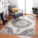 SAFAVIEH Brentwood Collection Accent Rug - 4' x 6', Ivory & Black, Medallion Distressed Design, Non-Shedding & Easy Care, Ideal for High Traffic Areas in Entryway, Living Room, Bedroom (BNT802C)