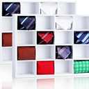 Wesiti Tie Box Organizer Wall Mounted Tie Rack with 16 Compartments Bamboo Belt Holder for Men Scarf Necktie Home Wall Closet(White Color,2 Pieces)