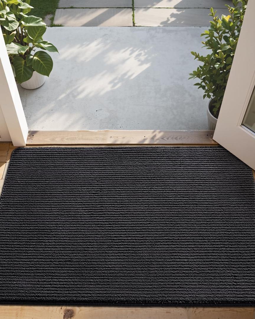 DEXI Door Mat Entryway Doormat Front Entrance Non-Slip Low Profile Washable for Inside Entry 23.5"x35.5",Charcoal