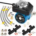 Hot Water Recirculating Pump Kit for Tank Water Heaters Programmable Timer, Two Upgraded Brass Bypass Sensor Valves, 4-Line Configuration, Easy DIY Installation 0955805,595916