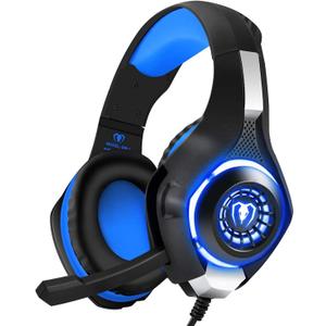 BlueFire Stereo Gaming Headset with Microphone for PS5 PS4 Xbox One Switch PC Mac  Wired Over-Ear Headphones with Surround Sound, Soft Memory Foam, Noise Canceling Mic, Light, 3.5mm Jack (Blue)
