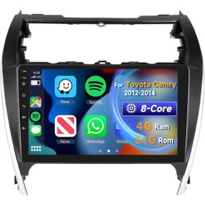 [8 CORE 4G+64G] for Toyota Camry 2012-2014 Car Radio with Wireless Carplay/Android Auto, 10.1 Inch Android 13 IPS Touch Screen Car Stereo, Bluetooth, GPS Navi, WiFi, SWC, DSP + Backup Camera