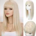 Sakuraaa White Hair Toppers for Women with Thinning Hair 14inch Toppers With 6.5 ×6.5" Large Base Long Straight Layered Premium Synthetic Hair Pieces