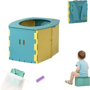 Travel Potty,Portable Potty Seat Foldable Travel Training Toilet Seat,Foldable Toilet for Outdoor Camping (Blue)