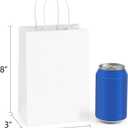 BagDream Gift Bags 100Pcs 5.25x3x8 Small Kraft Paper Gift Bags with Handles Bulk, White Paper Sacks for Wedding Birthday Party favor, Retail, Merchandise, Small Grocery
