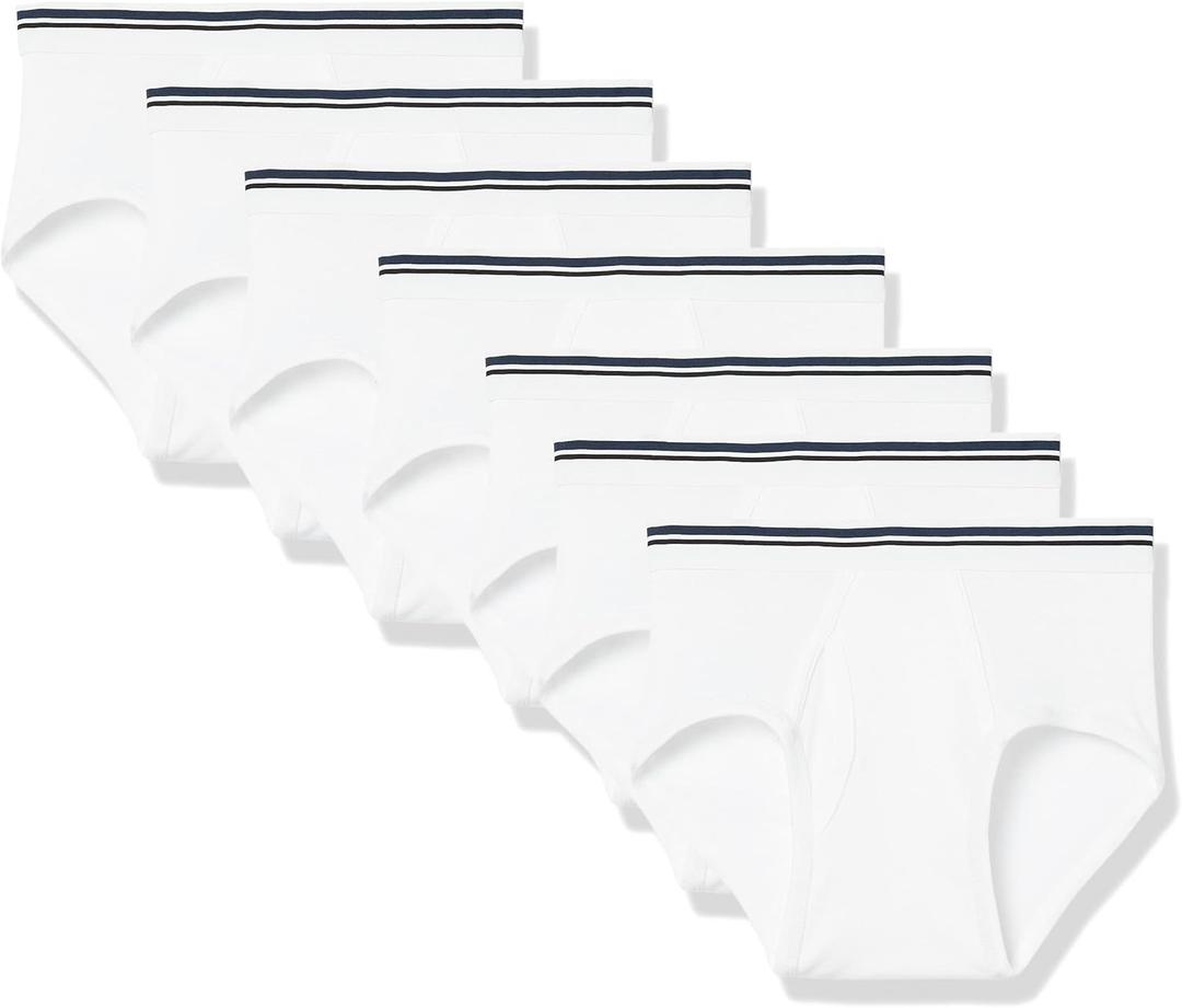 Amazon Essentials Men's Cotton Tag-Free Briefs Underwear, Multipacks (Large, White)