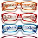 Reading Glasses for Women Men- Blue Light Blocking Spring Hinge Computer Readers Anti Glare UV Eyeglasses (Clear Floral)