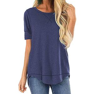 Womens Loose Fit T Shirts Cotton Casual Tops for Women Blouses for Leggings Short Sleeve Tunic Tshirts Crew Neck Ladies Tees (S, Short-Dark Blue)