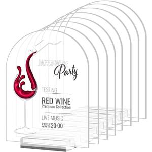 8 Pcs 8x10 Inch Arch Acrylic Sign with Stand Clear Arched Display Sheets DIY Arch Acrylic Sign Blank Drink Menu Sign for Wedding Bar Restaurant Hotel Decor Supplies