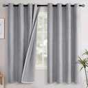 YoungsTex Grey Linen Blackout Curtains 63 Inches Long for Bedroom, Thermal Insulated Black Out Drapes with Grommet Room Darkening Privacy for Living Room, 2 Panels, 52 X 63 Inch