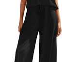 Andeip Womens Pajama Sets Short Sleeve Top and Long Pants Loungewear 2 Piece Lounge Set (Medium, Black)
