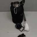 Insulated Water Bottle | Thickened Stainless Steel Vacuum Metal | Portable Sports Half Gallon Large Water Jug for Gym and Hiking with Straw, Carrier Bag, Handle Strap | BPA-Free 64 oz (Advanced Black)