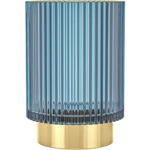 Makeup Brush Holder Organizer, Heavy Crystal Glass Brush Storage Holder, Vintage Cosmetic Make Up Bathroom Brushes Cup Pen Pencil Toothbrush Holder Striped Vase (Large (blue))