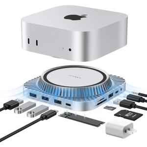 IVANKY 13-in-1 Mac mini M4 Dock, Ultra Docking Station Stand with M.2 NVMe SSD Enclosure, 4K@120Hz HDMI Hub for Mac mini M4 &M4 Pro (2024), 10 Gbps USB, SD/TE, Audio Ports *2, 20W PD Power Adapter *1 (Sliver)