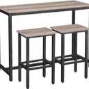 HOOBRO Bar Table and Chairs Set, 47.2 Rectangular Pub Table with 2 Stools for Small Space, High Top Table, 3-Piece Breakfast Set, Sturdy Metal Frame, Easy to Assemble, Greige BG52BT01, 47.2'' L x 19.7'' W x 35.4'' H