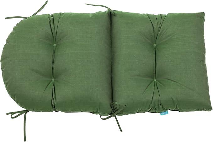 QILLOWAY Indoor Outdoor Seat Back Chair Pads Tufted Cushion, Spring/Summer Seasonal Replacement Cushions (1 Count, Dark Green)