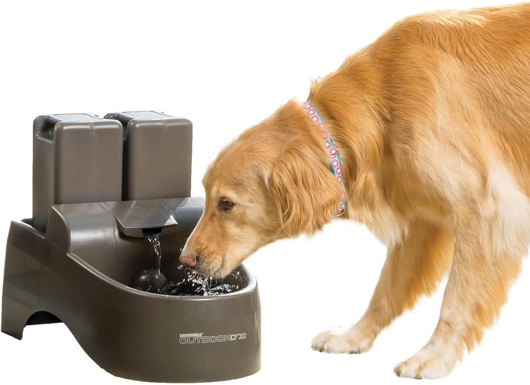 PetSafe Drinkwell Outdoor Dog Water Fountain - 2 Reservoirs - Encourages Hydration - 450 Ounces - Taupe