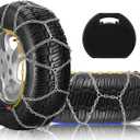 SCITOO HKN130 Snow Chains For Car Pickup Trucks SUV,Universal Emergency Tire Traction Chain,Anti-Skid Thickening Tire Chains Width 215 225 235 245 255 275mm(17" 18" 19" 20")- Set of 2