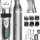 Oneisall 2-in-1 Pet Cat & Dog Grooming Kit - Quiet Cordless Dog Clippers & Paw Trimmer for Grooming Pet Hair (Silver)