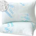 Cool Rayon of Bamboo Pillows for Sleeping, Soft Shredded Adjustable Memory Foam Washable Zippered Breathable Cover, Relieves Neck Pain Asthma for Back/Stomach/Side Sleeper