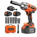 1300N.m(960Ft-lbs) Cordless Impact Wrench 1/2" Brushless High Torque Impact Wrench with 2x 4.0Ah Batteries, 6 Sockets, Charger, Extension Bar for Car, RV, Truck Wheel Lug Nuts