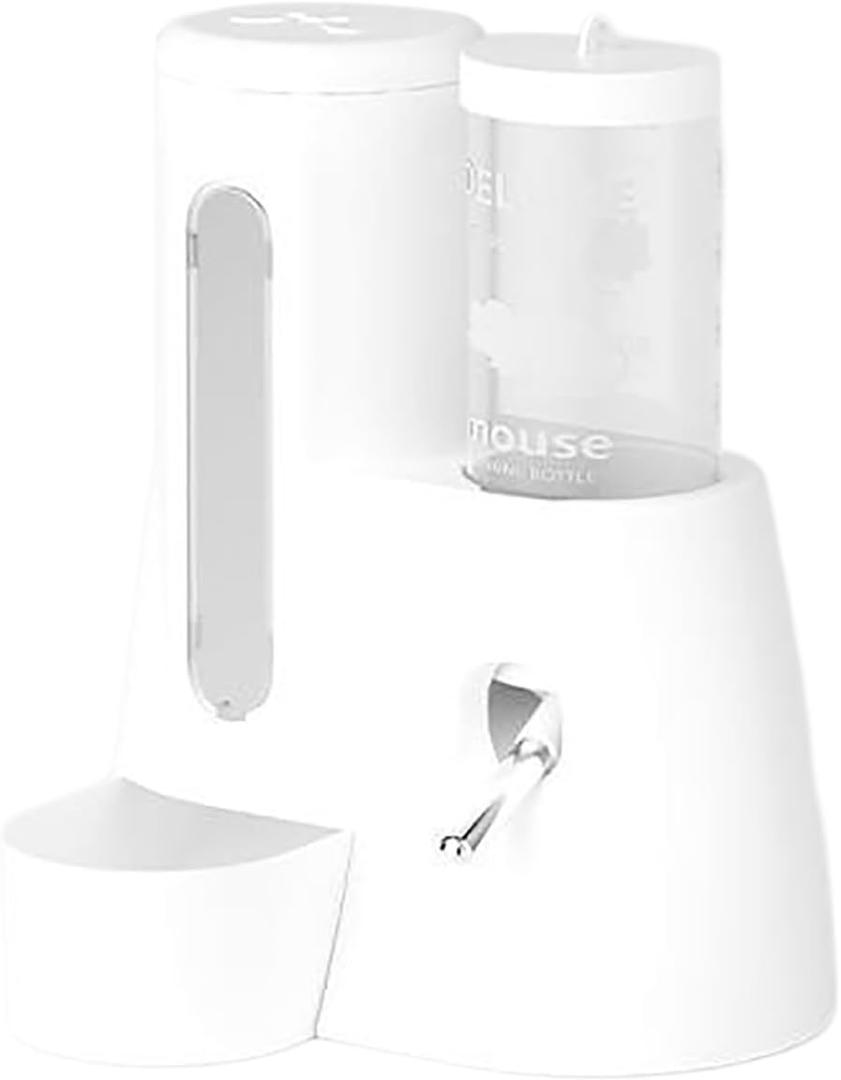 2 in 1 Hamster Water Bottle, No Drip Small Animal Water Dispenser, Automatic Feeder Bottle with Food Container, Leakproof Pet Food Water Dispenser for Puppy Kitten Rabbit Guinea Pigs (White, Small)