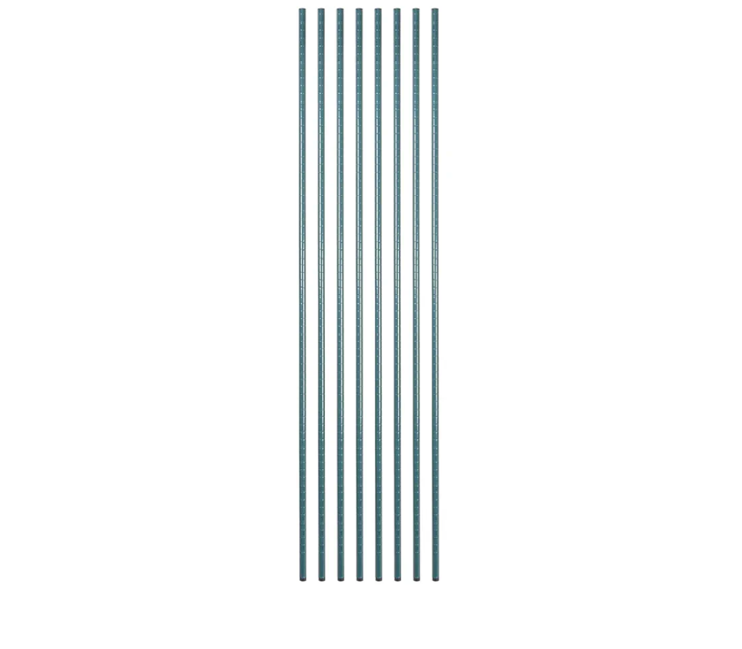 Restaurantware-Shelving Posts ONLY: RW Base 74 Inch Shelving Posts, 4 NSF Certified Epoxy Poles - Shelves Sold Separately, with 4 Leveling Feet, Green Steel Poles, No Corrosion