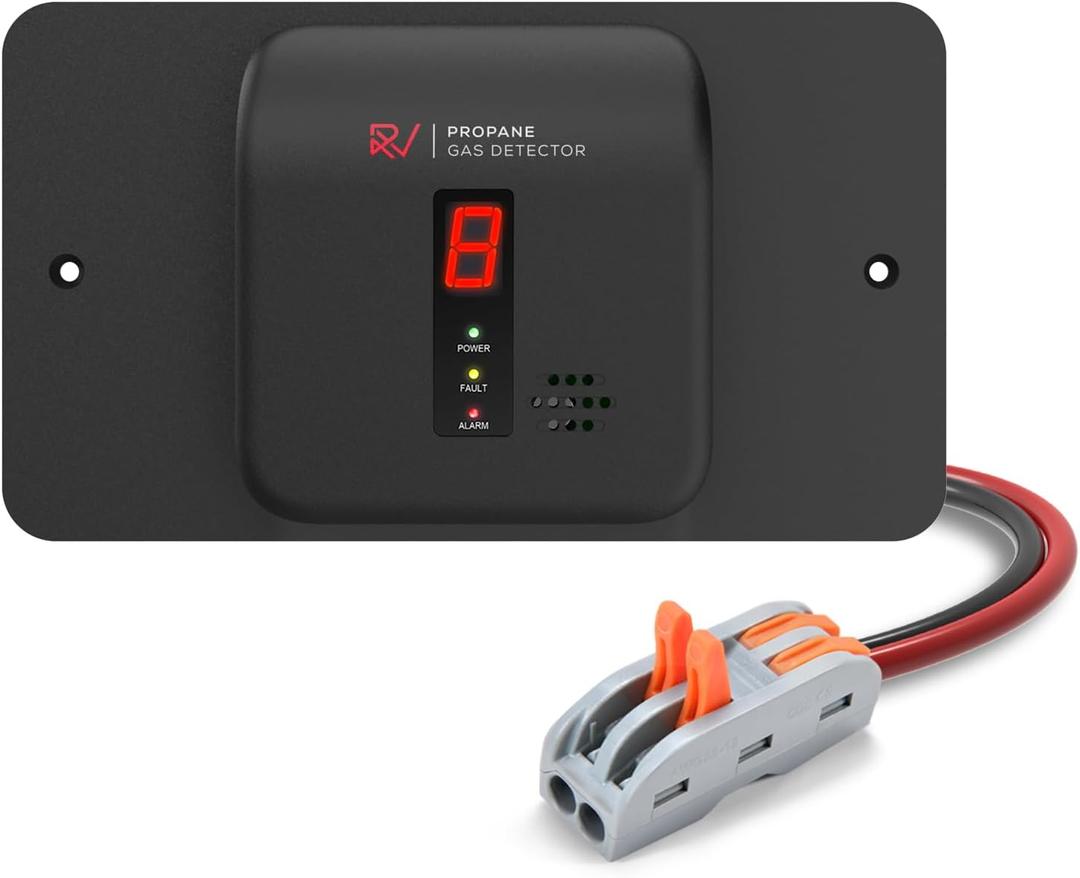 RV Propane Gas Detector, Digital Propane/LP Gas Alarm-12V DC for Motorhome Travel Trailer, Motor Coach, Truck Camper, (R601 Black)