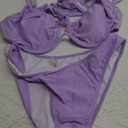 ZAFUL Women High Cut Bikini Sets String Sexy Swimsuit Two Piece Underwire Bathing Suit Brazilian Cheeky Cut Out Cute Swimwear (Medium, Purple)