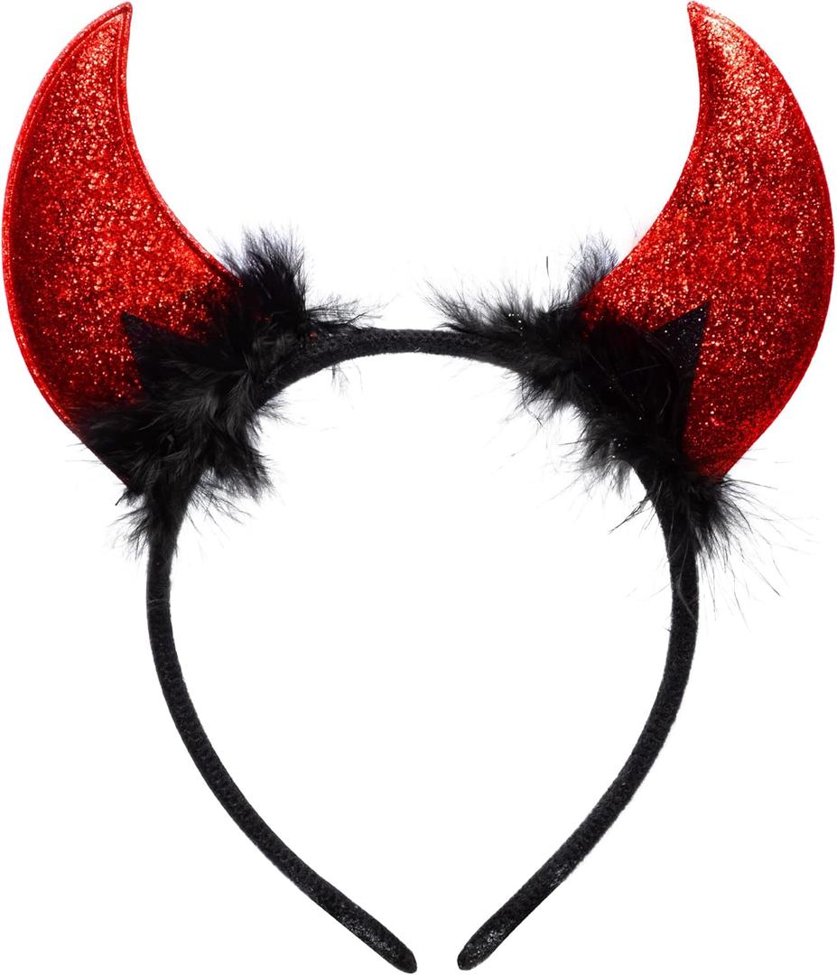Spooktacular Creations Halloween Devil Horns Headband, Red Headwear Costume Accessories for Kids Girls Women Halloween Party Favors, Cosplay Costume